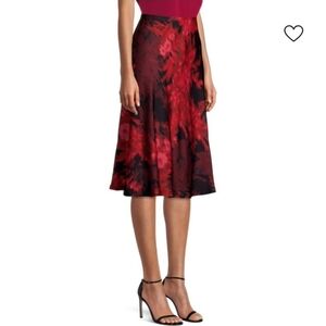 Kobi Halperin Amina Bias-Cut Red Floral Midi Skirt Size XL